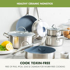 GreenPan Treviso 10 Piece Cookware Set, Non-Toxic PFAS-Free Stainless Steel - Image 5