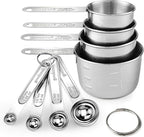 Measuring Cups and Spoons Set, Stainless Steel Measuring，4 Spoons, 4 Cups by JIEJIE