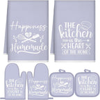 Sratte 6 Pcs Kitchen Decor Accessories Set Farmhouse Towels Pot Holders Oven by Sratte