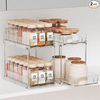 Yieach 2 Pack 2 Tier Vertical Spice Rack Pull Out, 10.4'' Deep Narrow Slide Out by Yieach