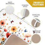 Poppy Flower Dish Drying Mat 16x18 Inch Floral Leaves Dish Drainer Protector - Image 4