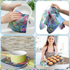Fourluoo 10 Pcs Spring Kitchen Decor Sets Oil Painting Kitchen Towels Pot - Image 6