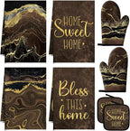 Leinuosen 8 Pcs Kitchen Towels and Dishcloths Sets Oven Mitts and Pot Holders by Leinuosen