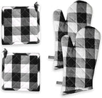Oven Mitt & Pot Holder Buffalo Plaid Check 100% Cotton Heat Resistant Oven by SoftopiaCotton