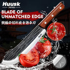 Huusk Butcher Knife Set for Meat Cutting, Hand-forged Kitchen Knive Set - Image 3