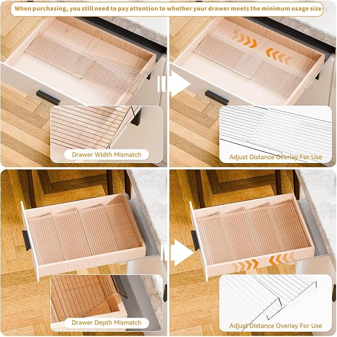 Yieach 4 Pack Adjustable Narrow In Drawer Spice Organizer - Image 5