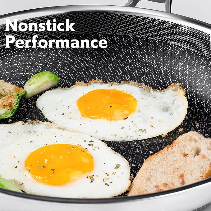 SNOWCLAD 3 Piece Hybrid Nonstick Pans Set, 8+10+12 Inch Nonstick Frying Pans Set - Image 2