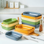Ceramic Bakeware Dish Set of 3, Rectangular Baking Casserole - Image 8