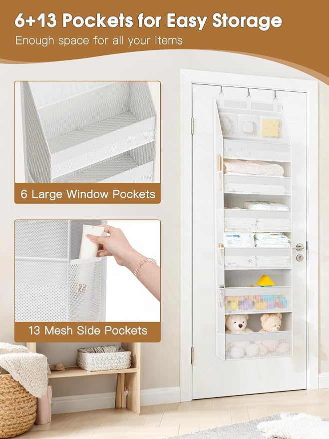 Criusia Over the Door Organizer, Heavy-Duty 6-Shelf Hanging Storage - Image 5