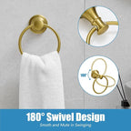 RUMOSE Toilet Paper Holder and Hand Towel Ring Brushed Gold Wall Mount Bathroom - Image 3