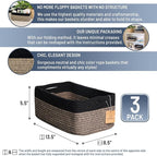 NaturalCozy 13.5”x8.5”x5.5” Rectangle Storage Baskets - Image 2