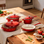 DishDelight Enameled Cast Iron Cookware Set, 7 Piece Induction Dutch Oven Set - Image 9
