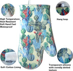 Oven Mitts Set of 2 with Transparent Clear Silicone Shell and Nice Cactus - Image 3
