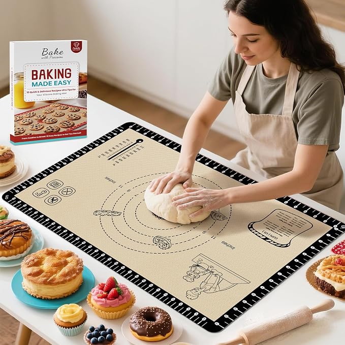 Silicone Baking Mat with 10 Recipes, Extra Thick Silicone Mats by Bredominant