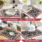 LOKHOM Floral Dish Drying Mat, Cuttable Hide Stain Drying Mat - Image 7