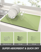 Rnivvi Dish Drying Mat for Kitchen Counter, 12 x 19" Super Absorbent Drainer - Image 3
