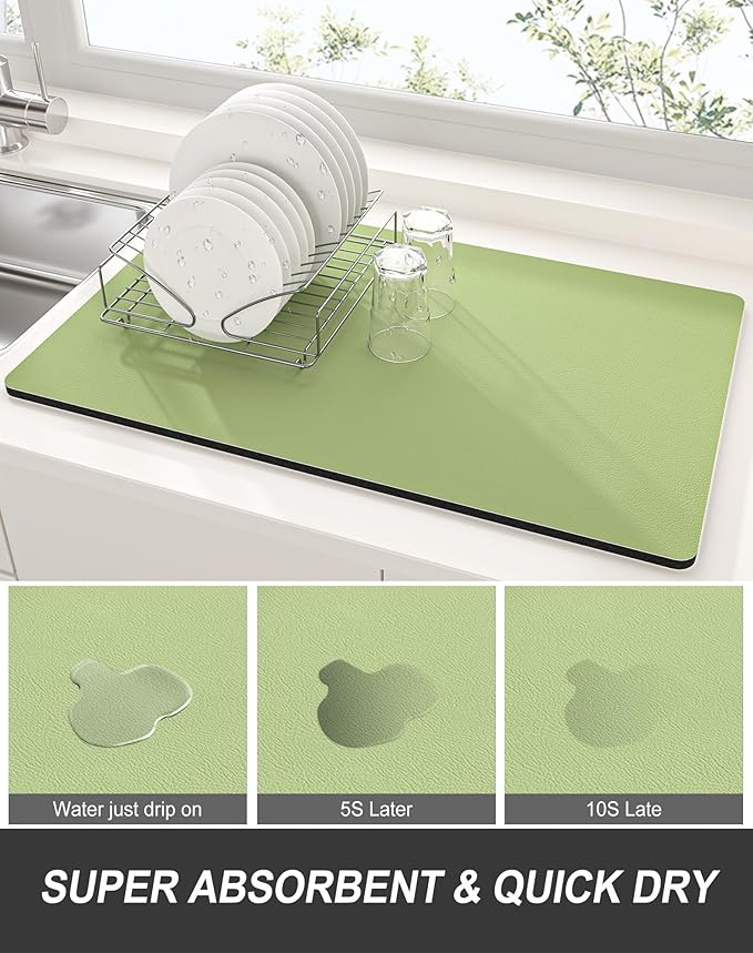 Rnivvi Dish Drying Mat for Kitchen Counter, 12 x 19" Super Absorbent Drainer - Image 3