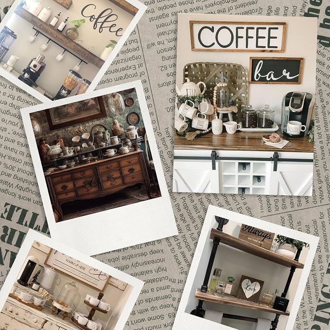 Coffee Bar Sign Decor Rustic Kitchen Canvas Sign Farmhouse Bar Hanging Wall - Image 7