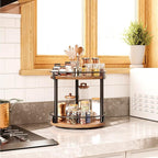 YATINEY Lazy Susan Organizer, Rotating Spice Rack, 2 Tier Spice Turntable - Image 2