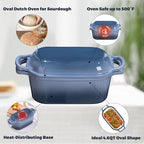 4.6 Quart Dutch Oven for Sourdough Bread Baking, Combo Oval Enameled Cast Iron - Image 5