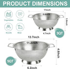 Kaishun Colander Stainless Steel 3-Quart, Kitchen Strainer - Image 2