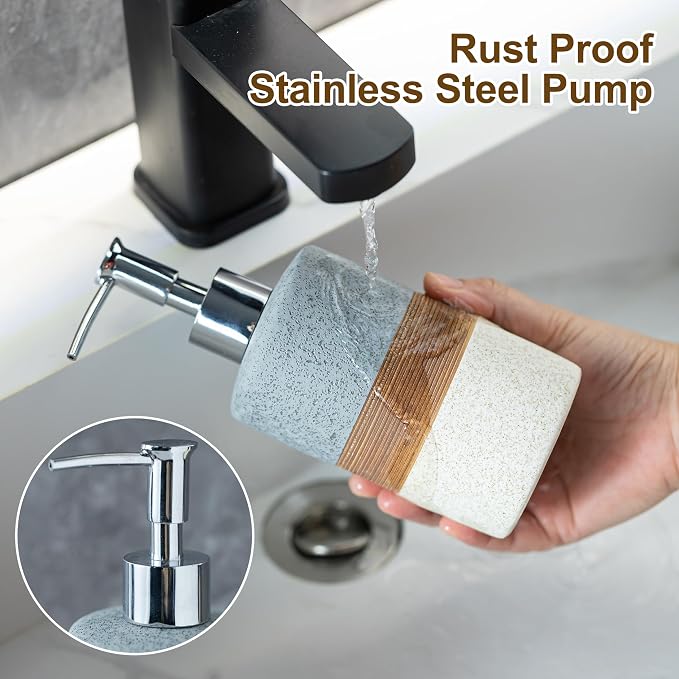 Ceramic Soap Dispenser Set – Hand Soap, Dish Soap, Shampoo & Shower Soap - Image 4