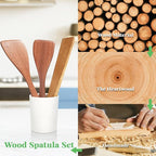 3Pcs Wooden Spatulas, 12inch Long Handle Flat Spatula Set - Image 4