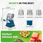 NutriChef 3 in 1 Cheese Grater & Shredder | Strong Suction Base, Rotary Handle - Image 8