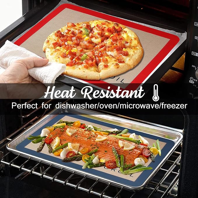 Silicone Baking Mat Large Baking Mat Set of 3-2 Half Sheets 16.5" x 11.6" +1 - Image 5