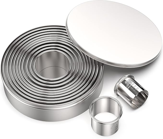 Round Cookie Biscuit Cutter Set 12 Pieces Graduated Circle Pastry Cutters 18/8 by MJINGMEI