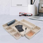 Welaxy Desk Drawer Organizer Tray, 8-Piece Beige Office Storage, Nordic - Image 4