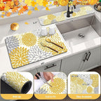 Findosom 2PCS 12" x 20" Fall Dish Drying Mat & 24" x 5.5" Sink Splash Guard - Image 2