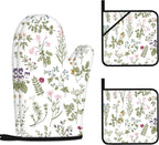 Floral Oven Mitts and Pot Holders Sets Wildflower Oven Gloves Heat Resistant 4 by Kupenya