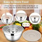E-far Mixing Bowls with Lids, 12-Piece Stainless Steel Salad Bowls Metal - Image 7
