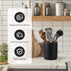 Bivvclaz Wooden Utensil Holder, 360°Rotating 7.2" Utensil Holder - Image 4