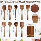 Spardar Wooden Kitchen Utensils, 12 Piece Set Wooden Spoon Set - Image 7