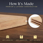 Deer & Oak Large Bamboo Chopping Board 15" x 9.8" x 0.8", Premium Wooden - Image 7