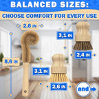 5 Pcs Bamboo Dish Brush Set – Bamboo Dish Scrubber - Image 3