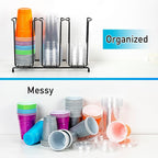 Inevibe Wire Frame Cup and Lid Organizer, 3 Compartment Metal Rack Design - Image 4