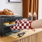 Ohocut Red Checkered Oven Mitts Heat Resistant, Vintage Retro Checkerboard Cute - Image 2