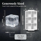 KitchFort Large Silicone Ice Cube Tray, Easy Release 2" Big Ice Cubes - Image 8