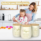 Coffee Tea Sugar Container Set of 3, Farmhouse Storage Containers Jars - Image 5