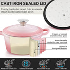 2 Quart Sauce Pan with Lid, Leonyo Small Cooking Pots, Enameled Cast Iron - Image 3