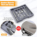 Kitchen Silverware Drawer Organizer and Storage Bamboo Wood Cooking Utensil - Image 2