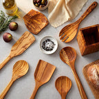 Qinyoung 10 Pack Olive Wood Cooking Utensils Olive Wood Kitchen Utensils Mixing - Image 4