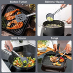 E-far Silicone Cooking Utensils Set, Slotted Turner, Soup Ladle, Pasta Server - Image 4