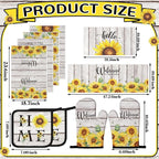 Fourluoo 10 Pcs Farmhouse Sunflower Kitchen Decor Set Sunflower Kitchen Towels - Image 3