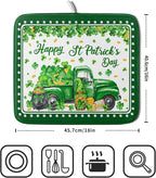 Shamrock Gnome Truck Dish Drying Mat Lucky Clover Dish Drainer Mat 16x18 inch - Image 2