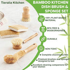 Tieralia Bamboo Dish Brush Gift Set – 5-Piece Kitchen Cleaning Set - Image 7