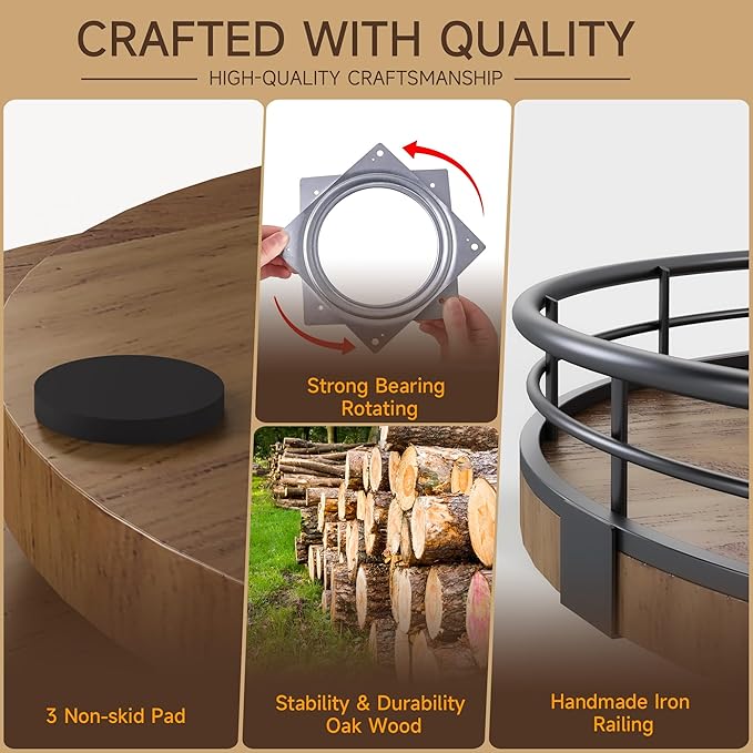 Farmhouse Oak 12" Lazy Susan Turntable Organizer - Image 4